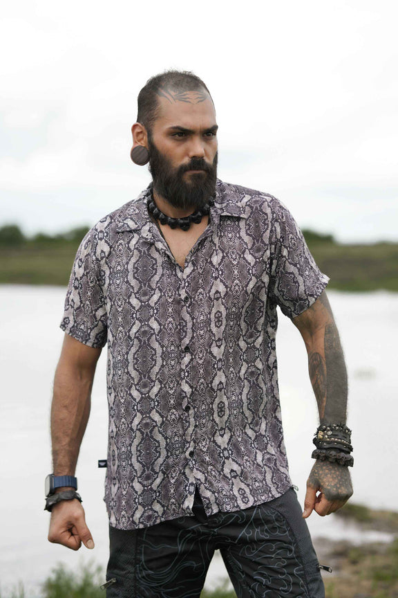 Python Swirl | Men's Bamboo Shirts | Psychedelic Python Abstract print