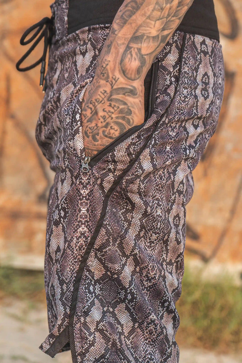 snake print swim shorts men zipper pocket detail