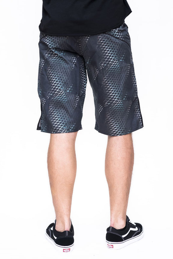 python print board shorts for men back view psychedelic swim shorts