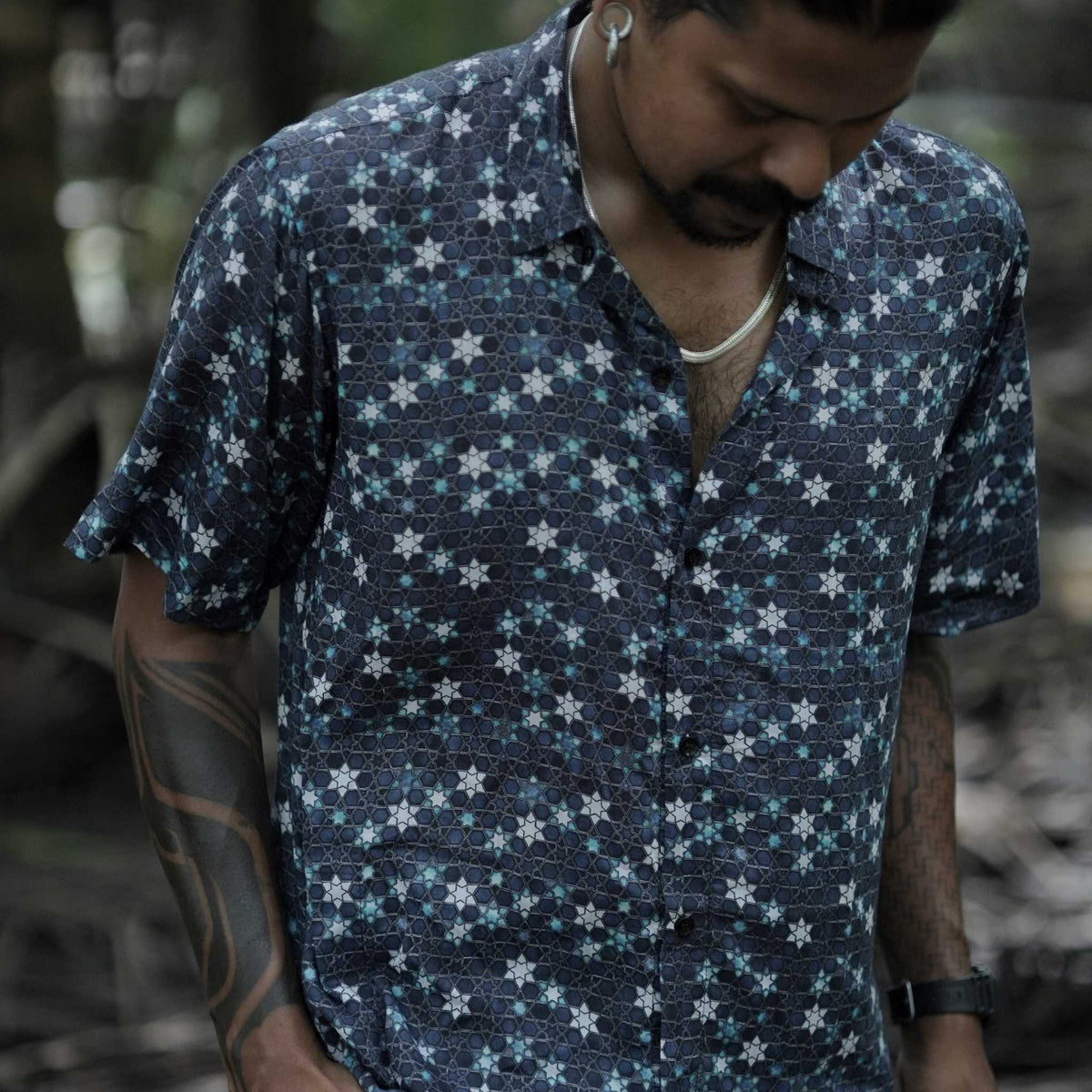 sacred geometry bamboo shirt for men – front view
