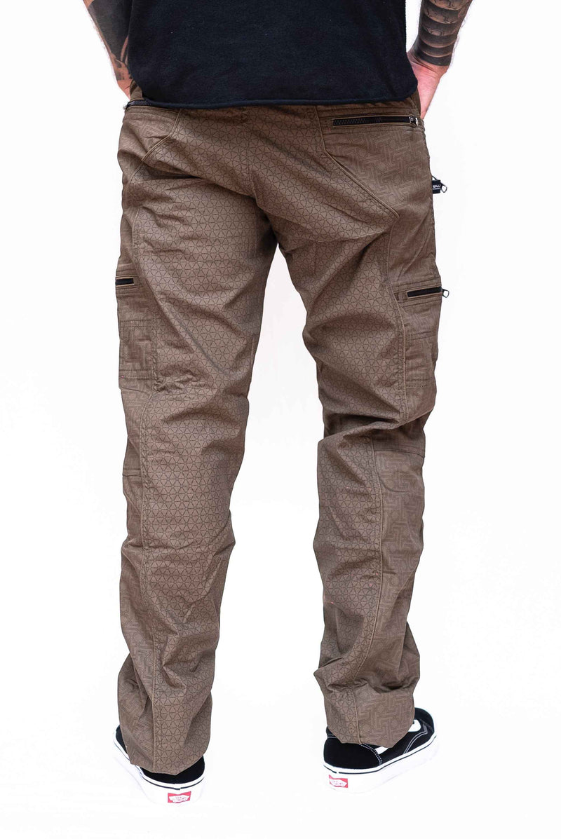 SHRI YANTRA | Men's Khaki NY Cargo Pants | Steampunk Biker Multi-Pocket Trousers