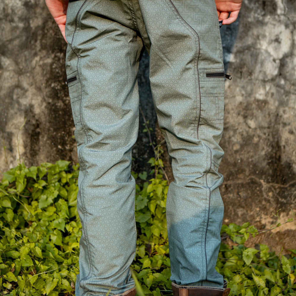 SHRI YANTRA | Men's Light Grey NY Cargo Pants | Rave Festival Biker Trousers