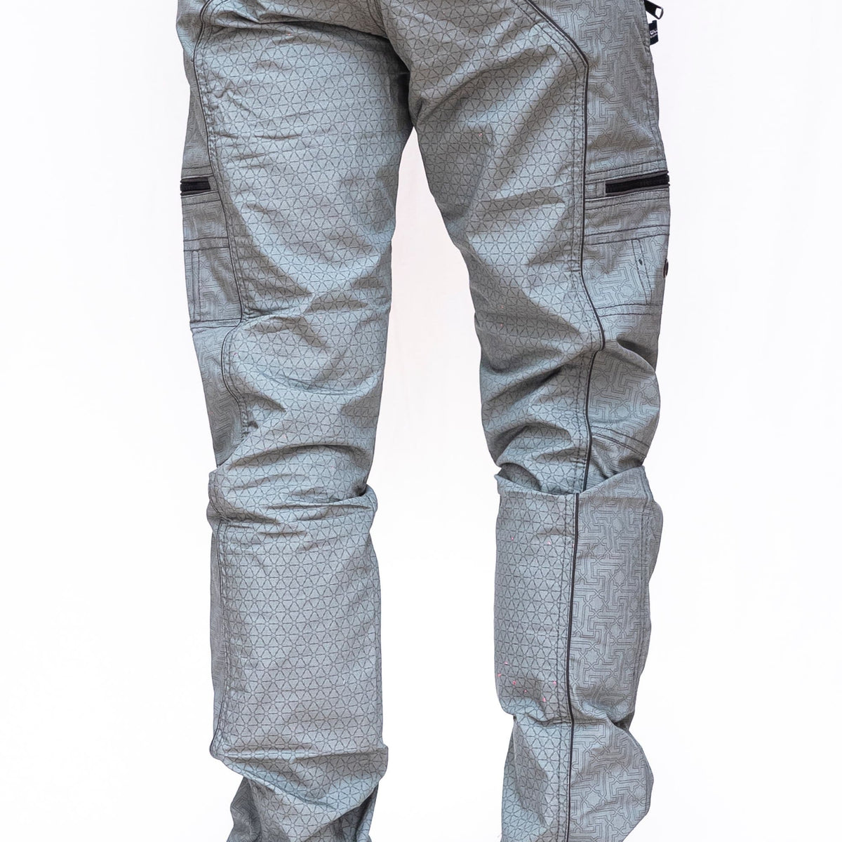 SHRI YANTRA | Men's Light Grey NY Cargo Pants | Rave Festival Biker Trousers
