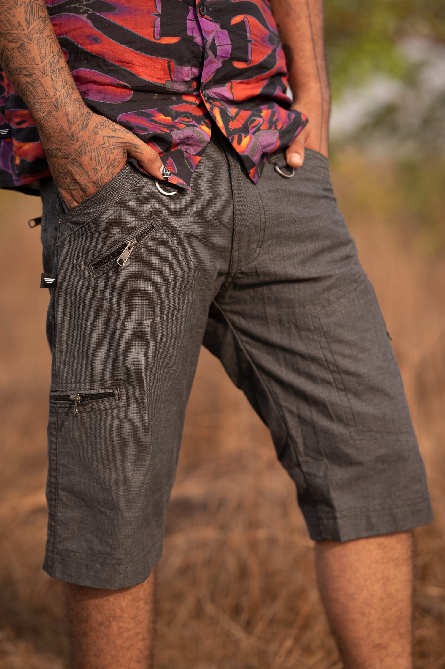 Slick Shorts | Grey Light Cotton Cargo Shorts for Dailywear