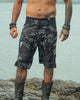 techno print swim shorts men front view futuristic geometric board shorts