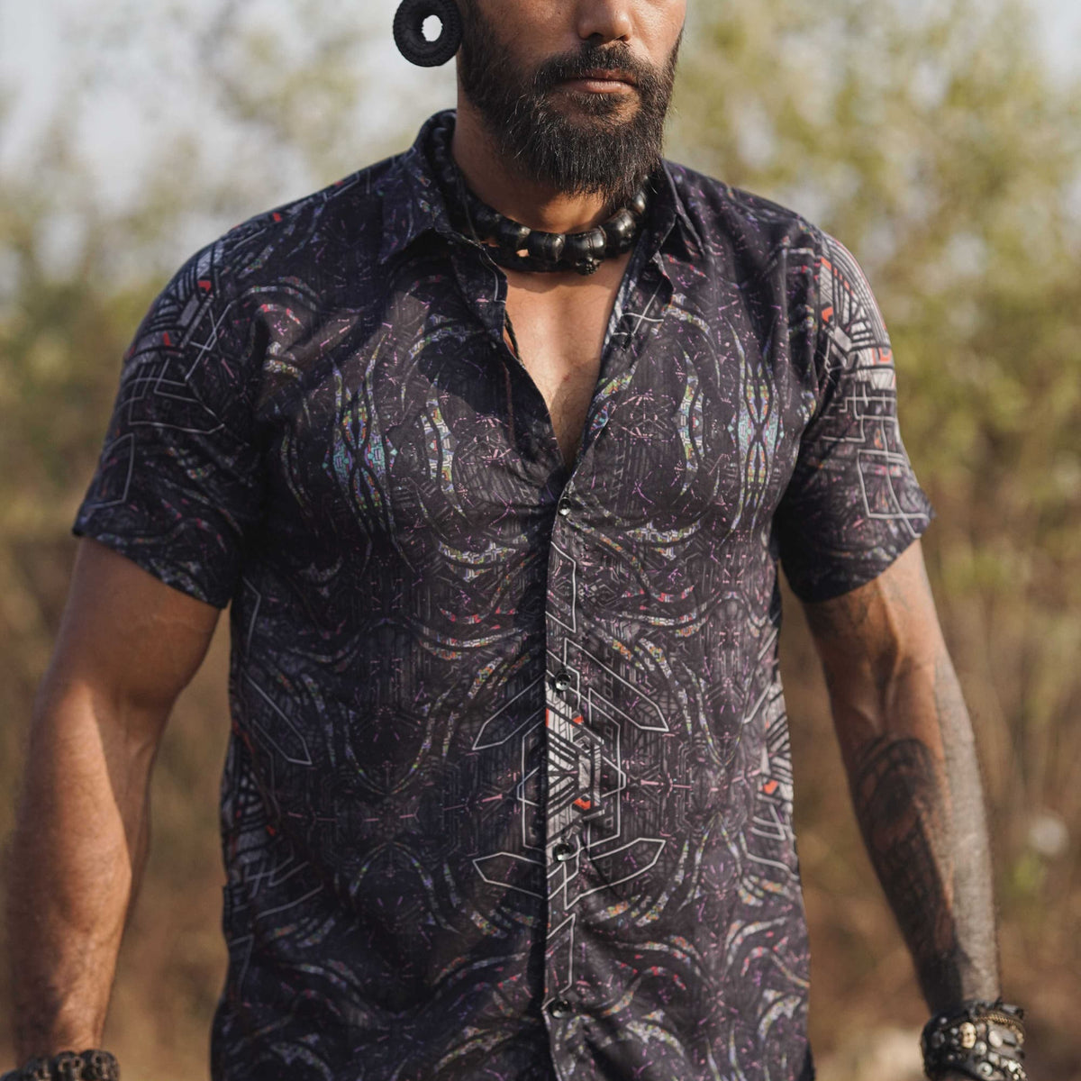 STAR DUST | Men's Bamboo Shirts | Dark Psychedelic Abstract Shirt