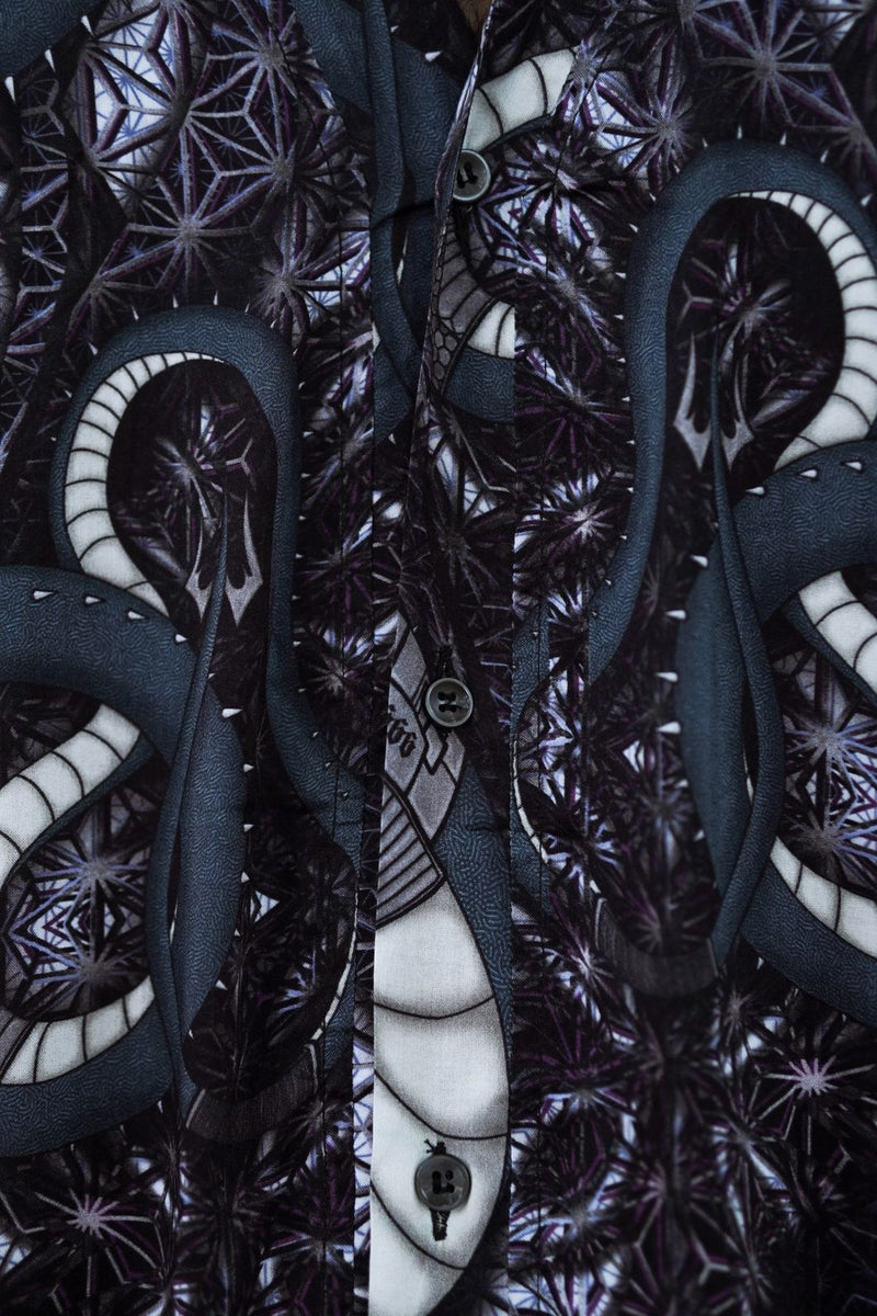 Shen Ron Sleeveless  Bamboo Shirt Button-Down : Psychedelic Art Wear