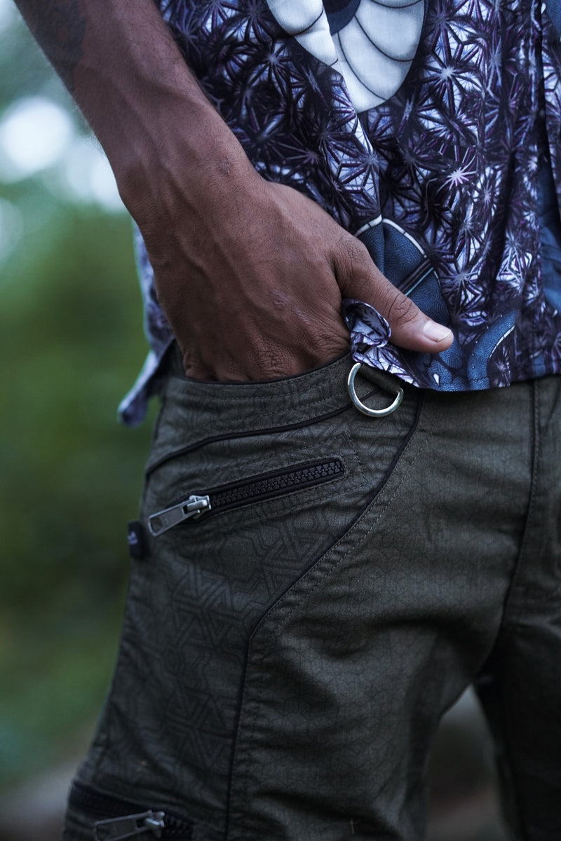 Pythagoras Abstract - Green NY Men's Cargo Short | Geometric Print Multiple Pocket Short