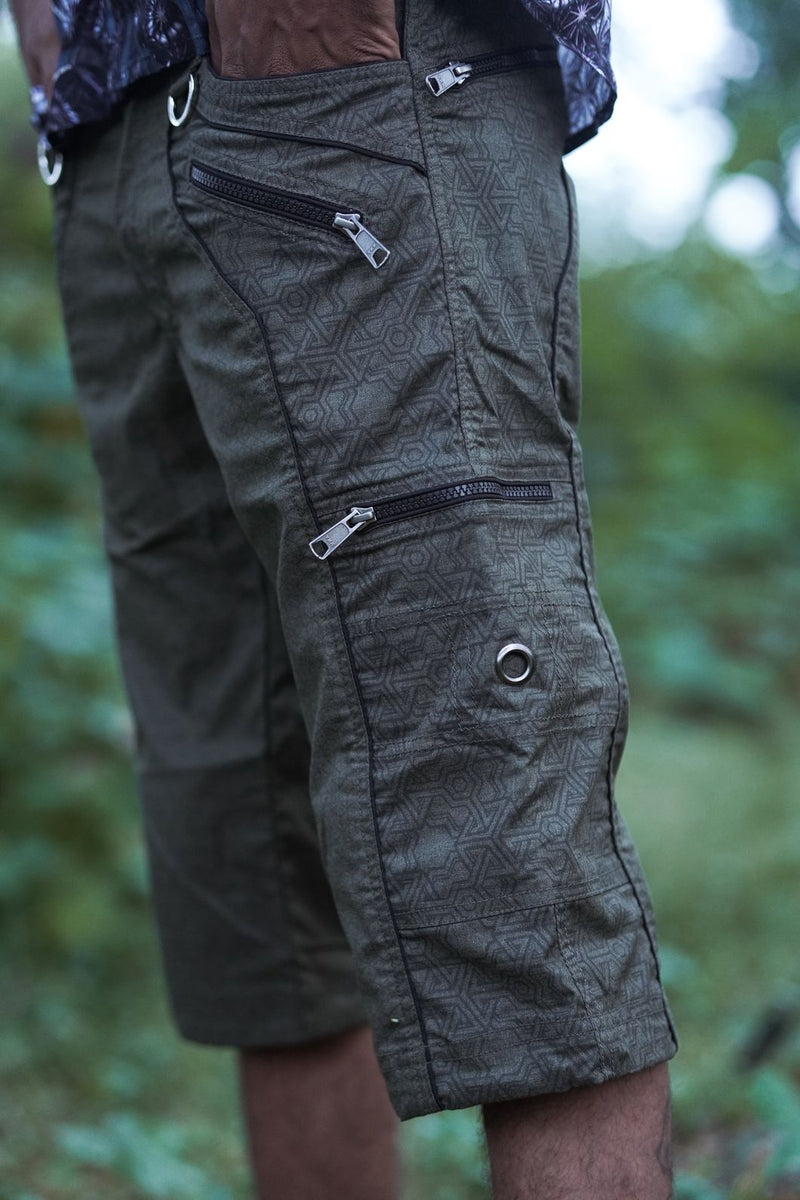 Pythagoras Abstract - Green NY Men's Cargo Short | Geometric Print Multiple Pocket Short