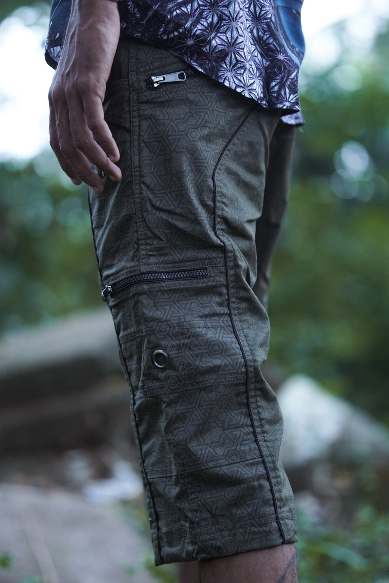 Pythagoras Abstract - Green NY Men's Cargo Short | Geometric Print Multiple Pocket Short