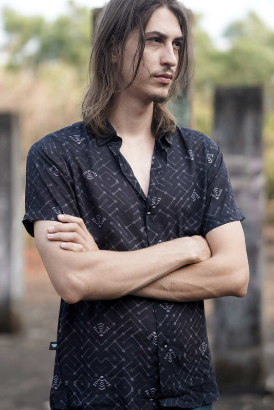 XIBALBA | Bamboo Modal Shirt for Men | Psychedelic Button-Down Art Wear