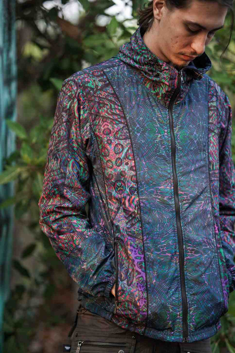 mens psychedelic windbreaker jacket full front view