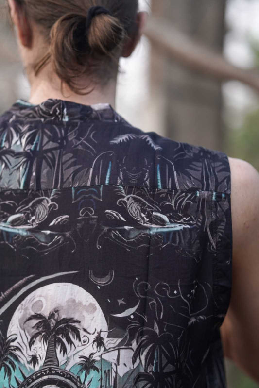 METACORE Gothic Sleeveless Art Wear Bamboo Shirt Button-Down