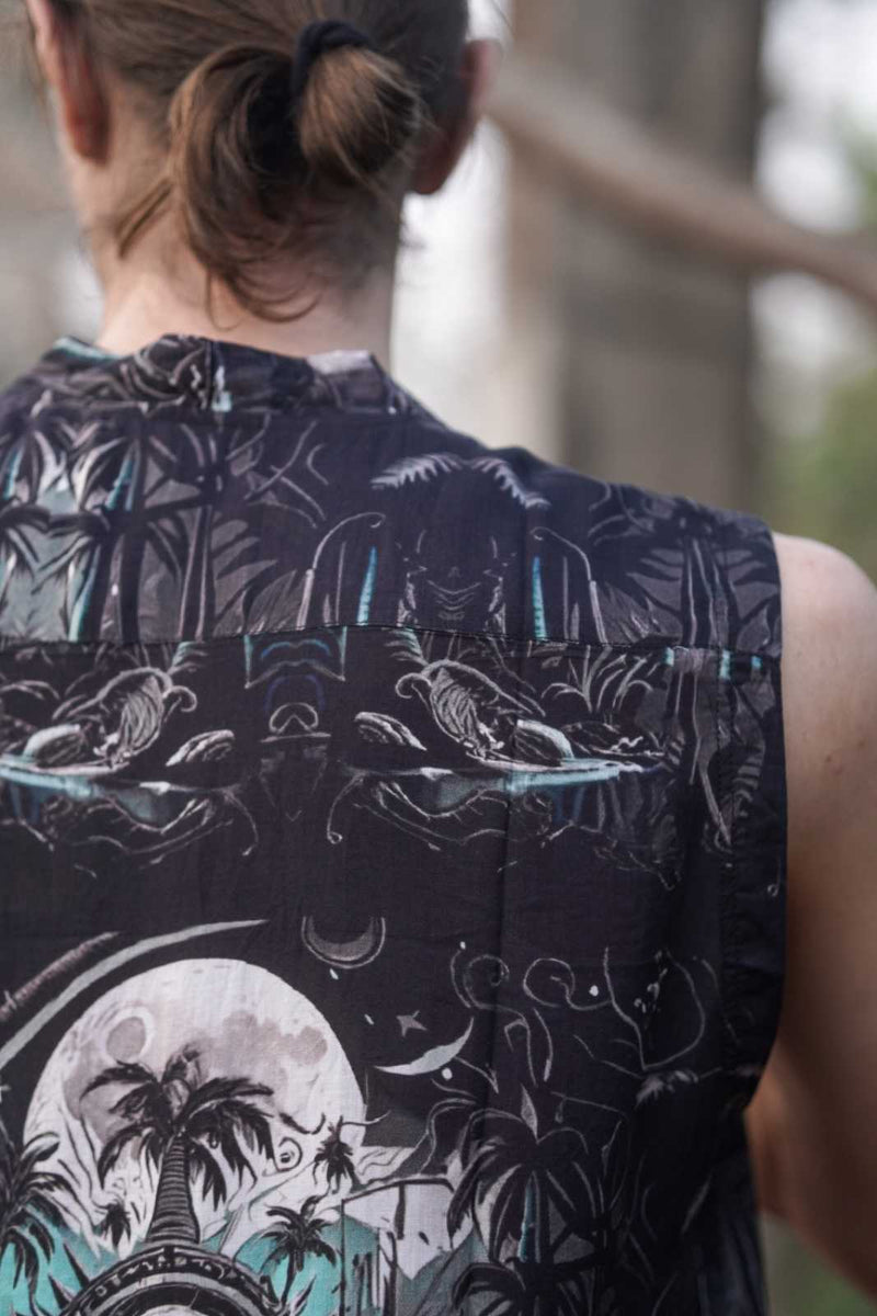 METACORE Gothic Sleeveless Art Wear Bamboo Shirt Button-Down