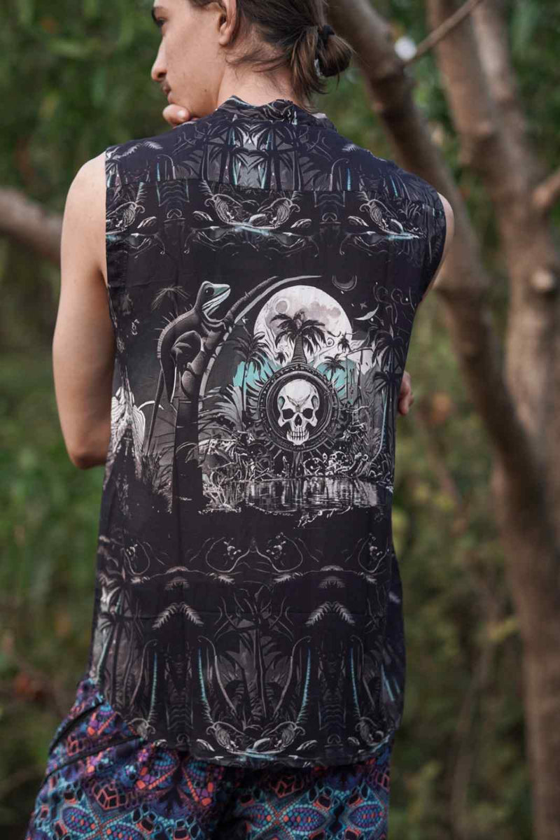 METACORE Gothic Sleeveless Art Wear Bamboo Shirt Button-Down