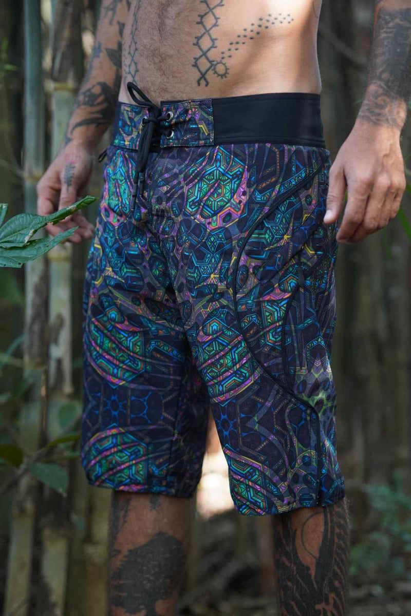 MINDFLARE v2 – Men’s Swim Shorts | Geometric Psychedelic Board Shorts