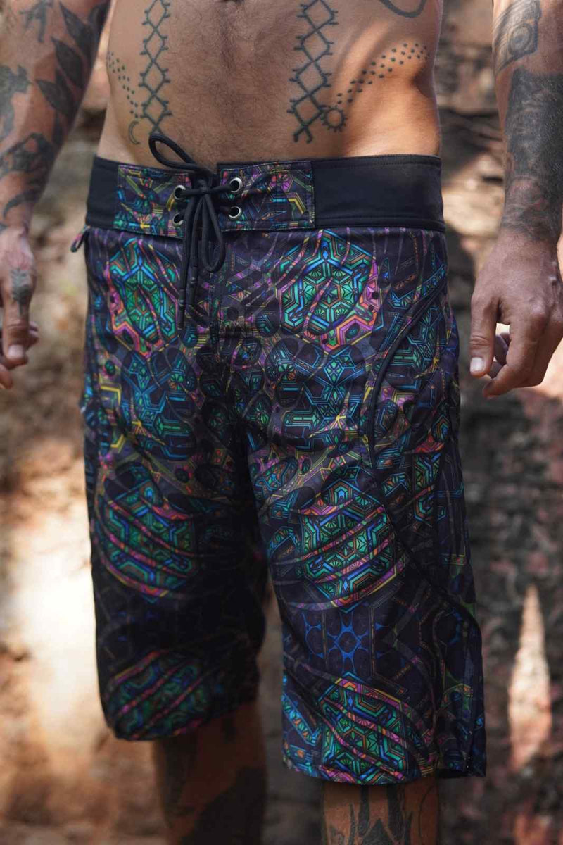 MINDFLARE v2 – Men’s Swim Shorts | Geometric Psychedelic Board Shorts