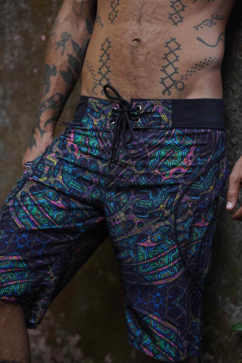 MINDFLARE v2 – Men’s Swim Shorts | Geometric Psychedelic Board Shorts