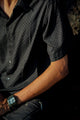 VAAYU - Black Short Sleeve Printed Casualwear Men's Viscose Shirts