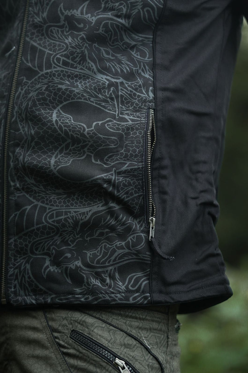 festival jacket men zipper pocket detail black cotton