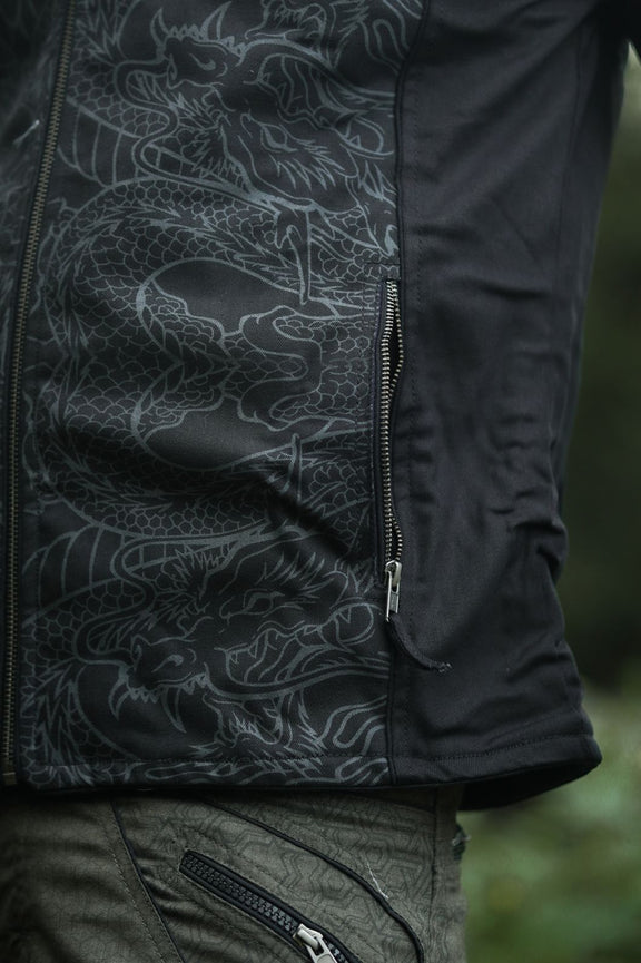 festival jacket men zipper pocket detail black cotton
