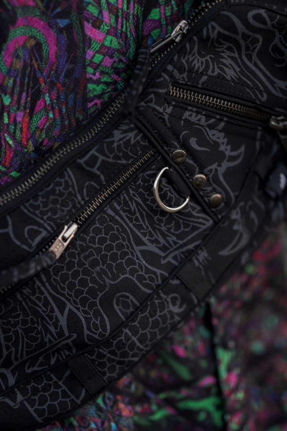 rave crossbody bag with dragon artwork festival sling bag