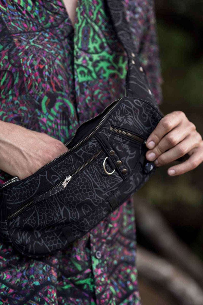 dragon pattern festival crossbody bag cotton canvas sling pouch