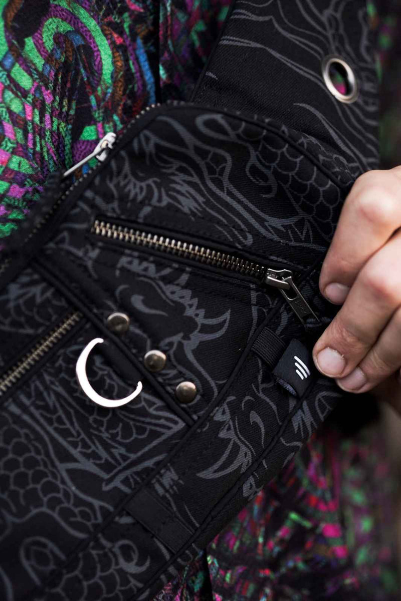 psychedelic festival crossbody bag dragon design canvas pouch