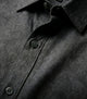 Close-up of black Cancun Skull viscose button down shirt with tonal skull pattern