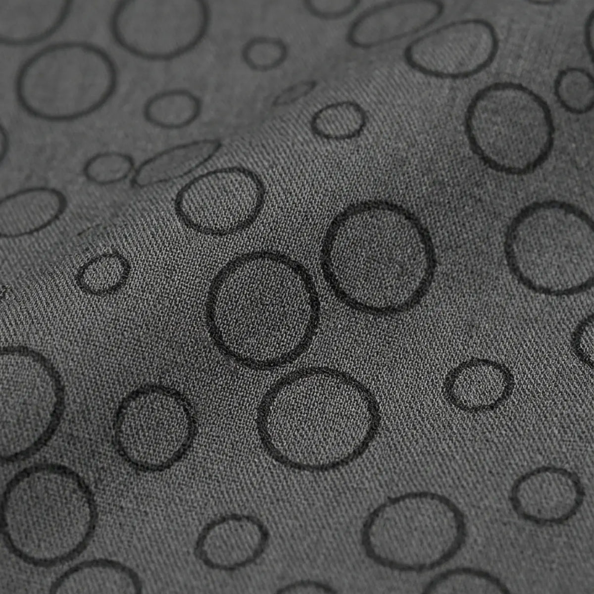 Close Fabric Details of Bubble Trouble grey men's viscose shirt with lightweight geometric circle pattern