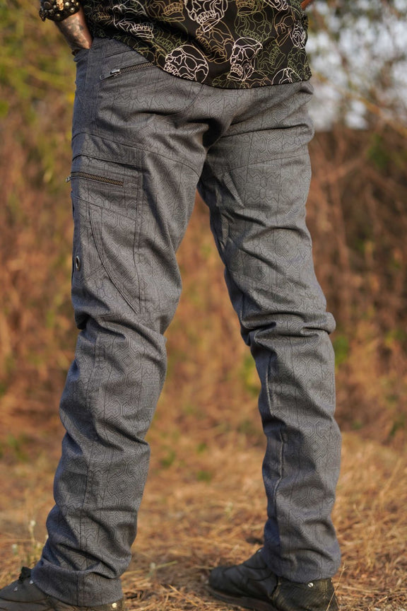 MAGMA CODEX men's psychedelic cargo pants back view