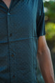 MERKABA viscose shirt for men with screen printed sacred geometry design