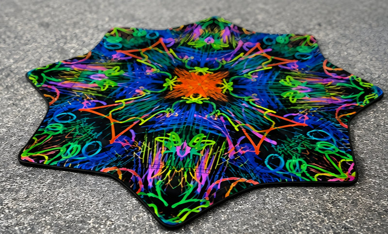 Premium Neon Bloom DAPOSTAR flow star with colorful UV reactive festival artwork