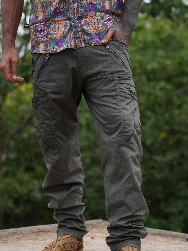 Eternity Vortex LA Khaki men's psychedelic cargo pants front view