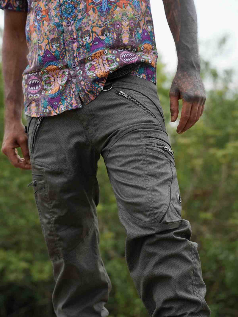 Eternity Vortex LA Khaki men's psychedelic cargo pants front view