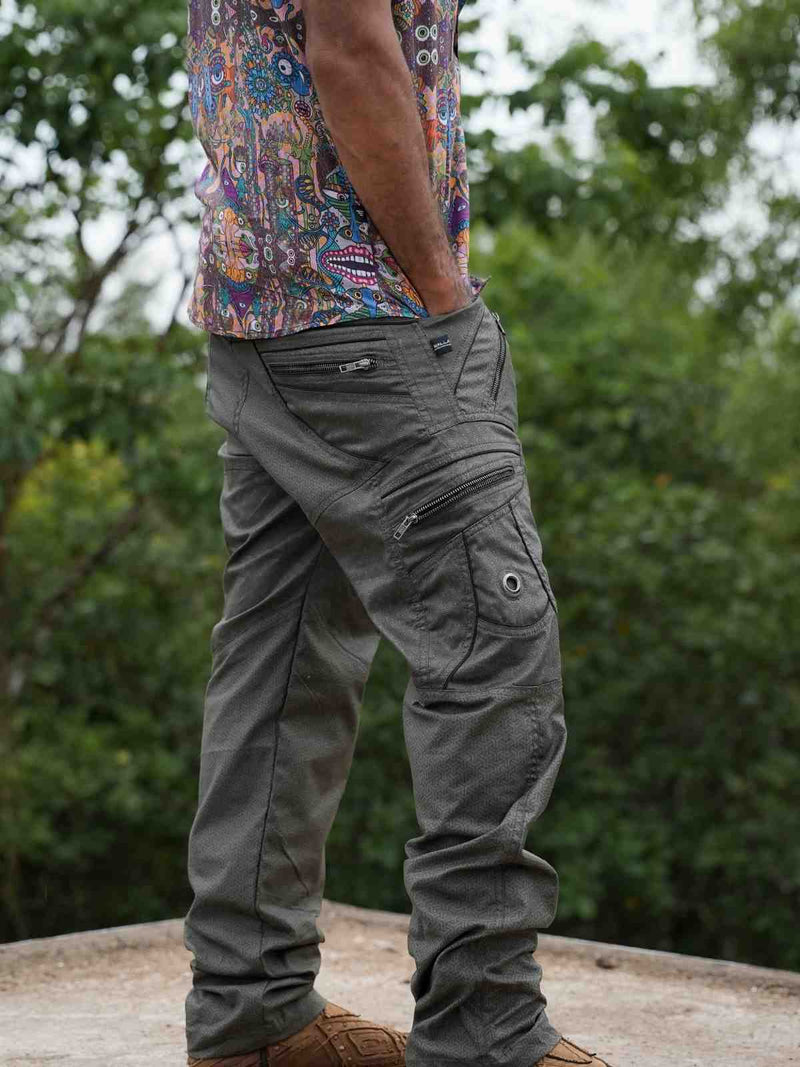 Eternity Vortex men's psychedelic pants showing utility cargo pockets