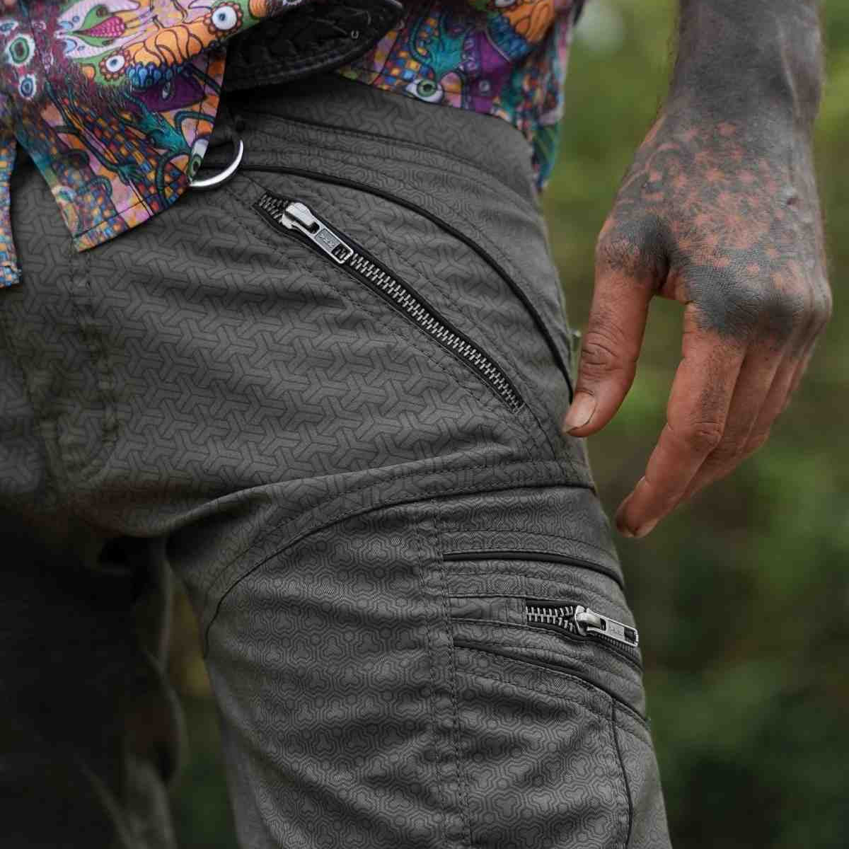 Men's psychedelic cargo pants with geometric Eternity Vortex print