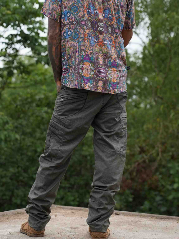 Eternity Vortex LA Khaki psychedelic cargo pants back view