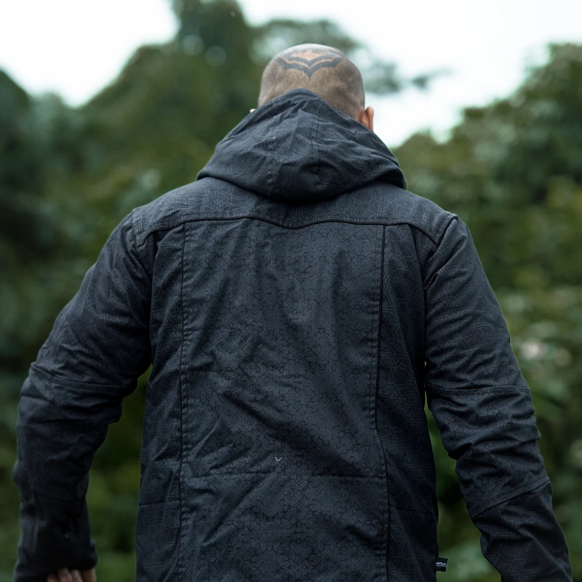 Pythagoras Tetrahedron printed black jacket back view