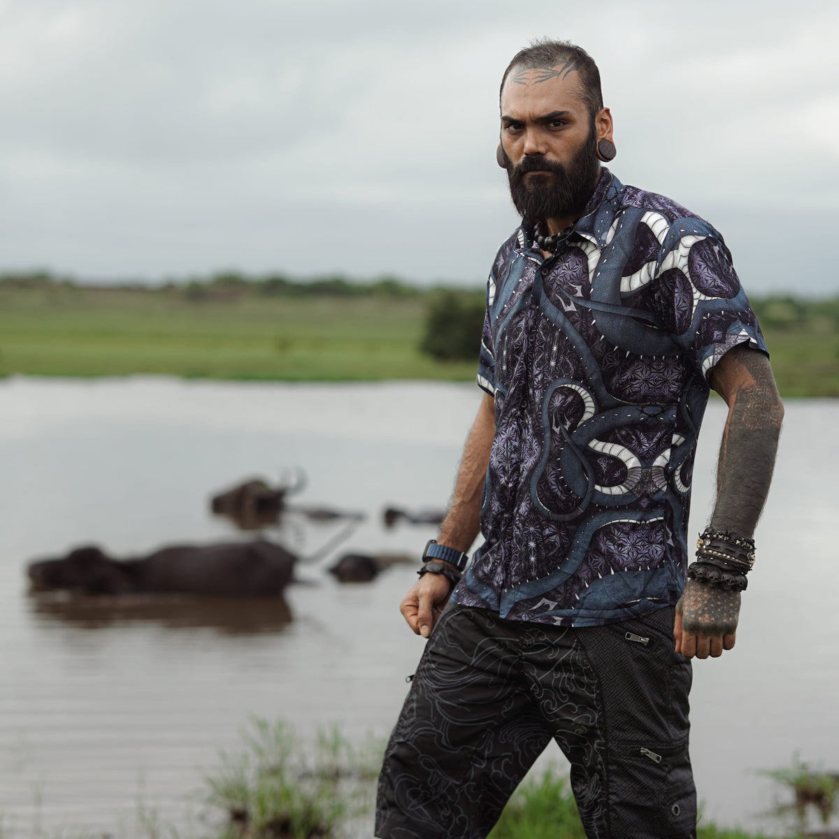 SHEN RON short sleeve bamboo button down shirt