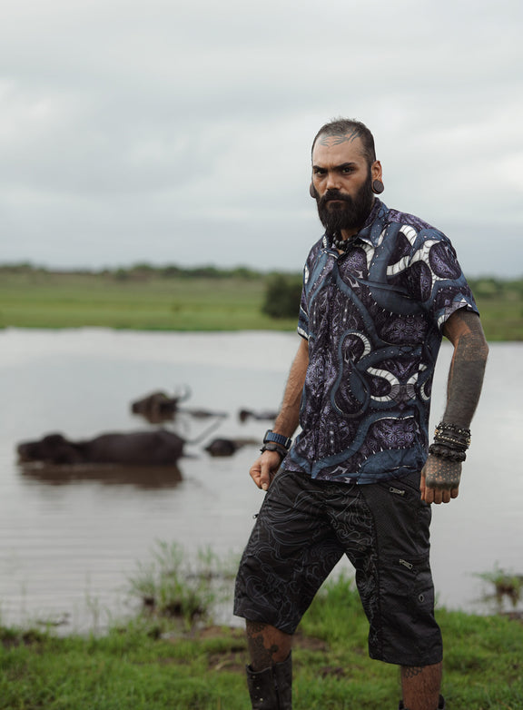 SHEN RON short sleeve bamboo button down shirt