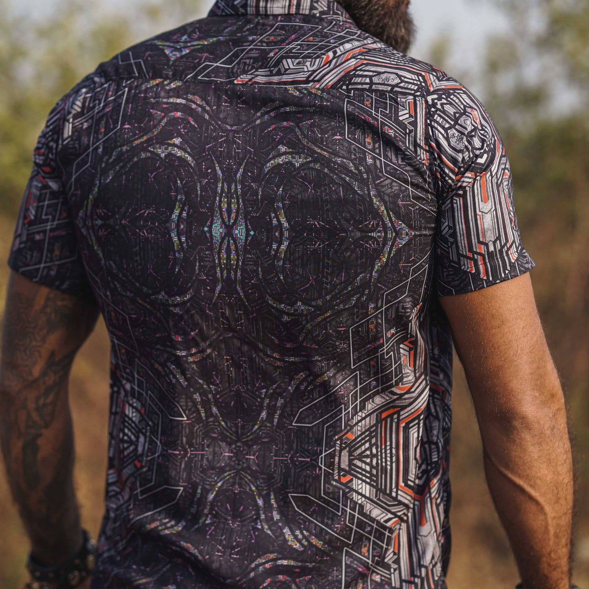 Stardust printed bamboo shirt back view