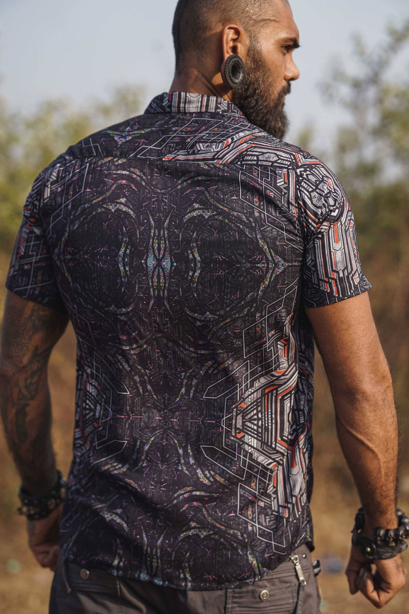 Stardust printed bamboo shirt back view