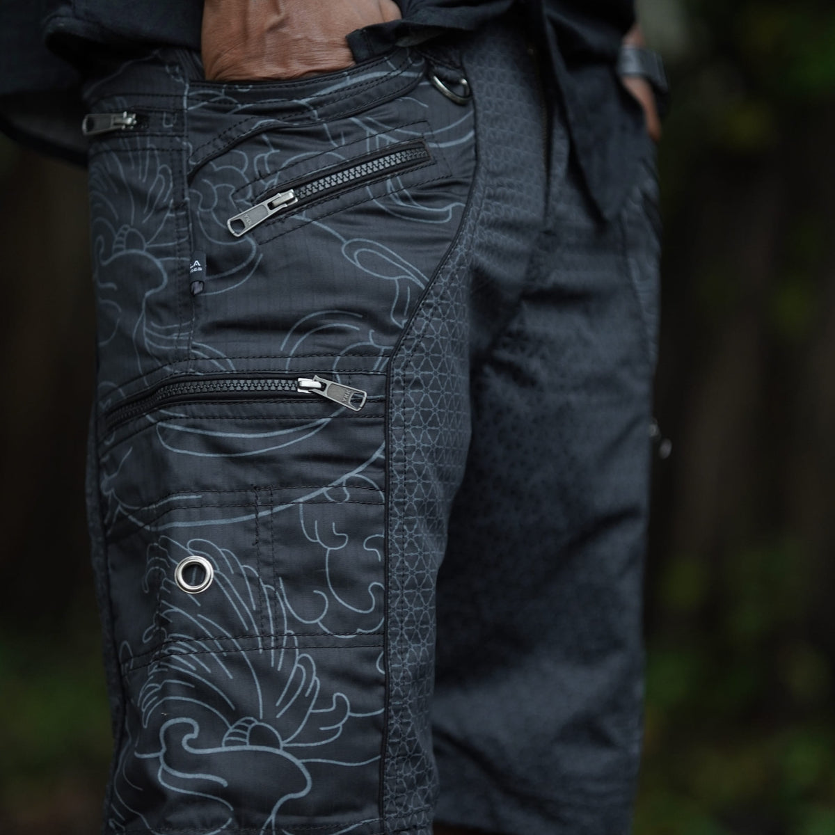 XINGLIN FLORET | Men's NY Shorts Navy Blue | Steampunk Biker Raver Cargo Shorts