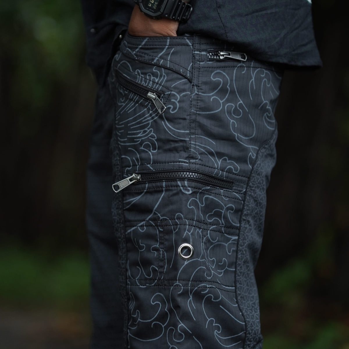 XINGLIN FLORET | Men's NY Shorts Navy Blue | Steampunk Biker Raver Cargo Shorts