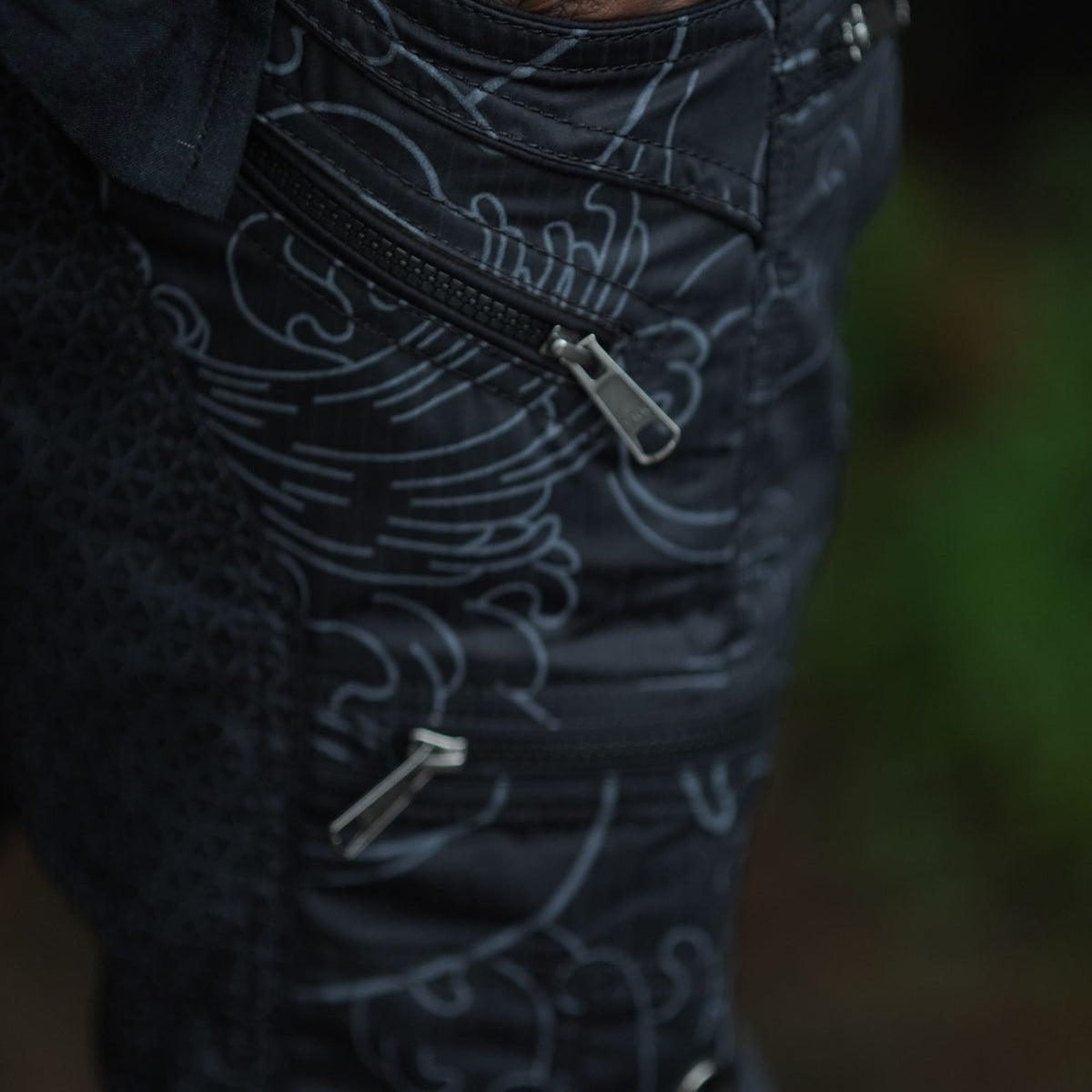 XINGLIN FLORET | Men's NY Shorts Navy Blue | Steampunk Biker Raver Cargo Shorts