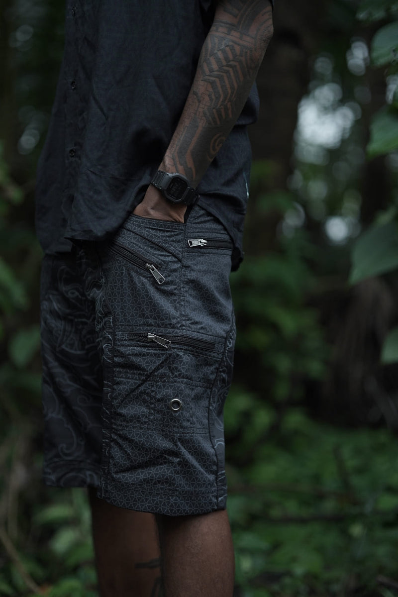 XINGLIN FLORET v2 | Men's NY Shorts Navy Blue | Steampunk Biker Cargo Shorts