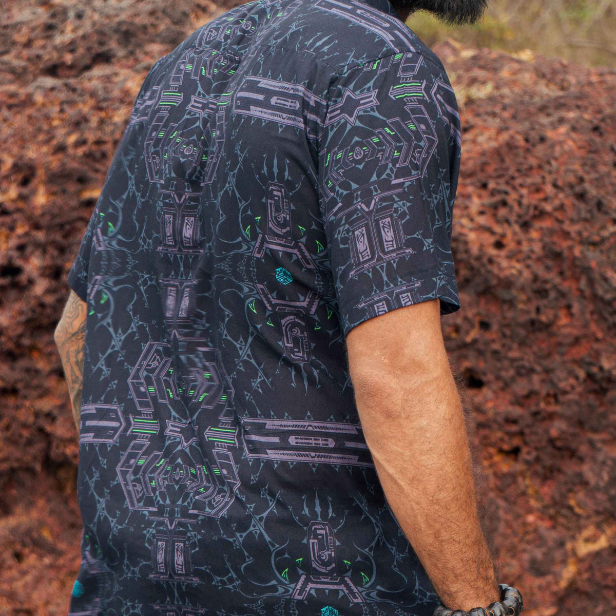 XENOMORPH | Men's Bamboo Shirts |Cyber Punk Style Print Shirt