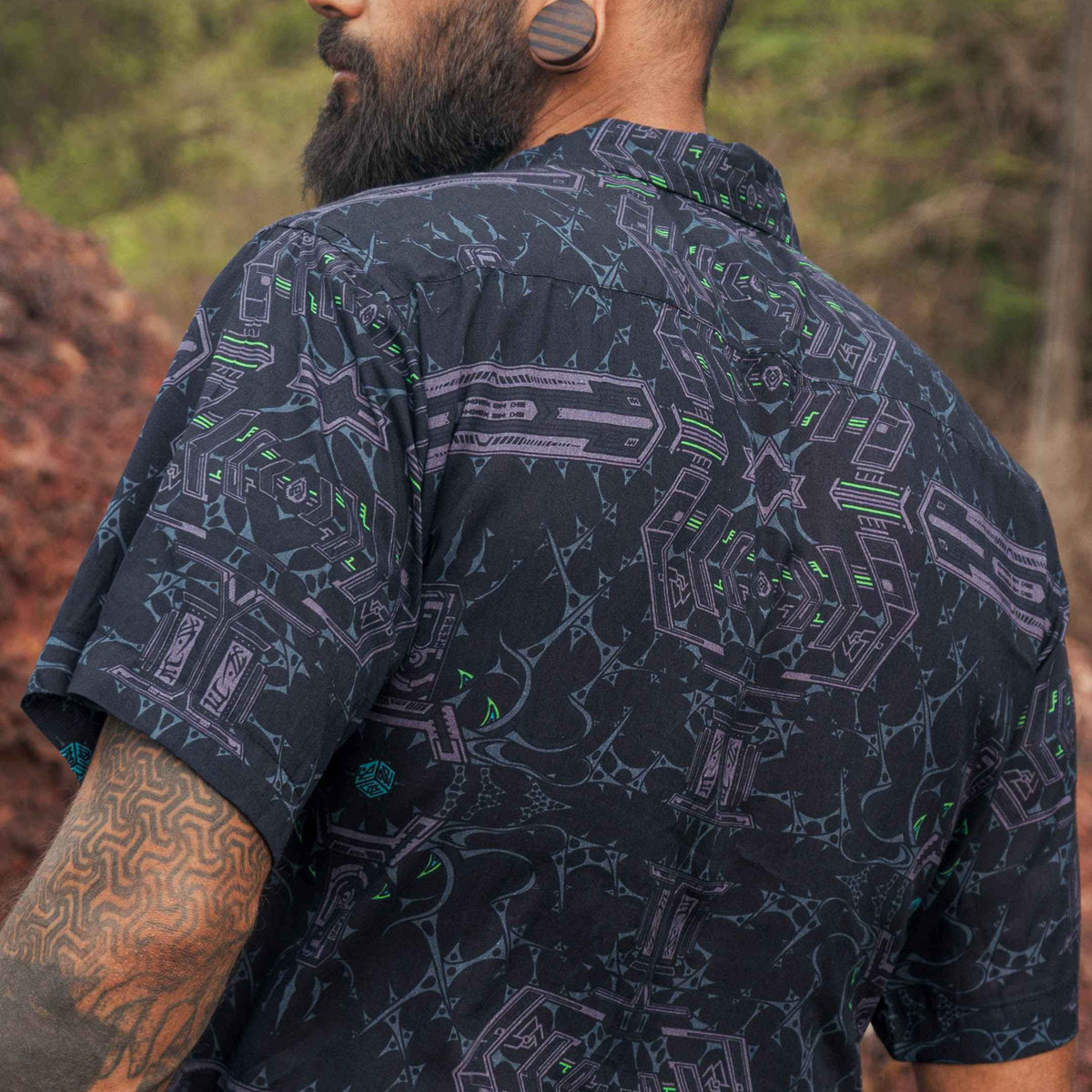 XENOMORPH | Men's Bamboo Shirts |Cyber Punk Style Print Shirt