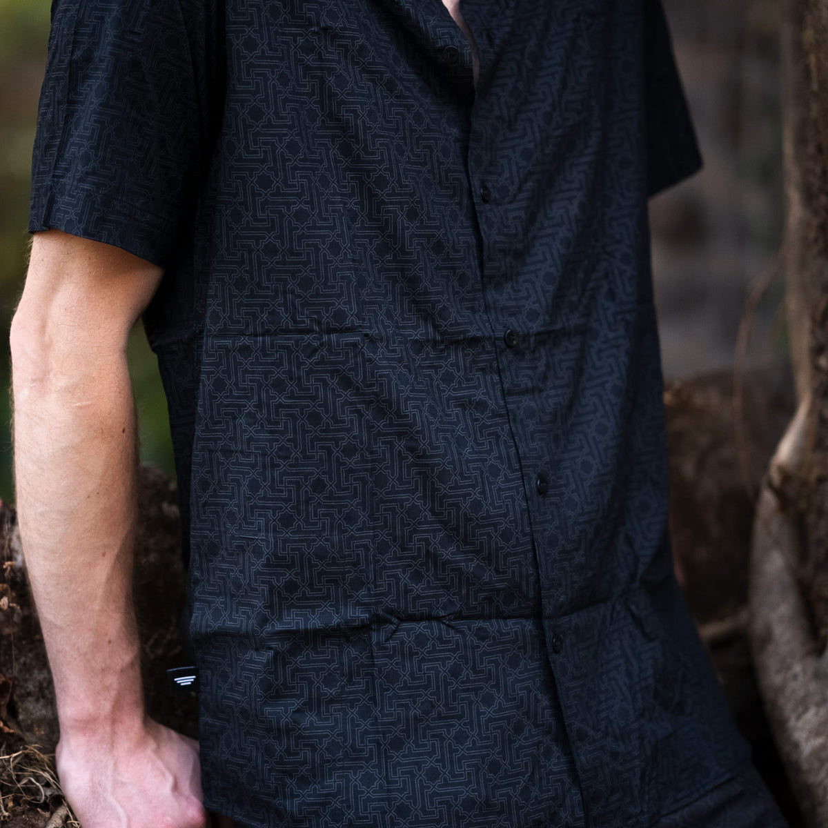 YANTRA - Black Men's Short Sleeve Shirts | Sacred Geometry Printed Shirt for Men